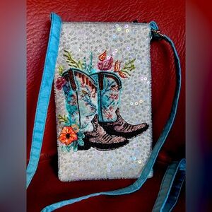 Embroidered Sequin Crossbody Bag